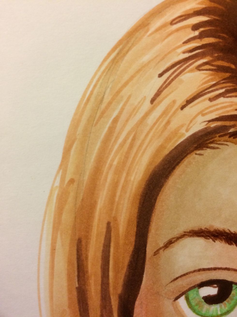 Then onto the hair.start with the lightest areas then build up to the darkest.