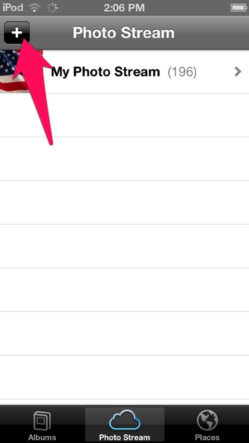 Then open the photos app. Select photo stream at the bottom. There you will see a "plus" button in the top left.