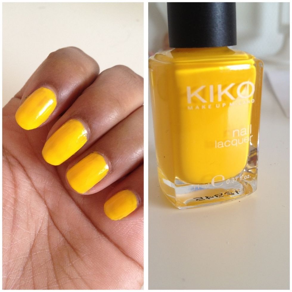 Then paint all of your nails an opaque yellow. I am using KIKO 279.