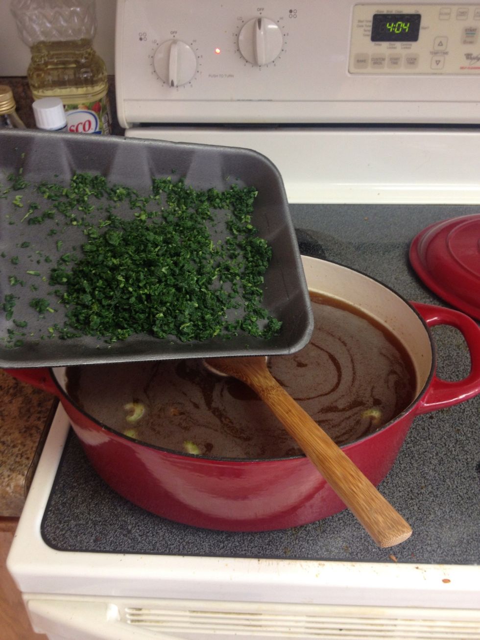 Then parsley. Fresh is better. I chopped this finely. Then add.1/2 a bunch.