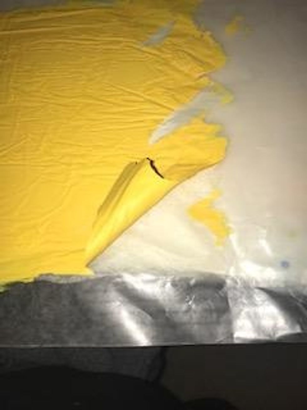 then peel off the dried paint from the last sheet of wax paper
