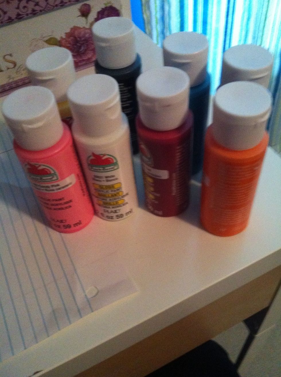 Then pick out the colors you would like to use from the acrylic paints!