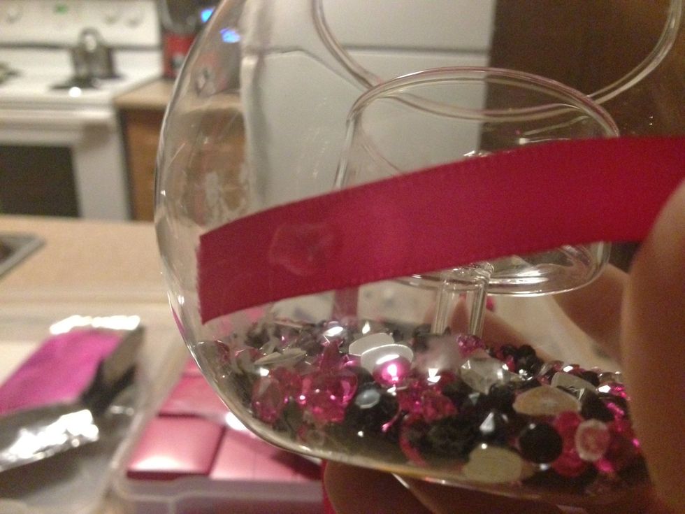 Then place a small dab over the ribbon which you just finished glueing.