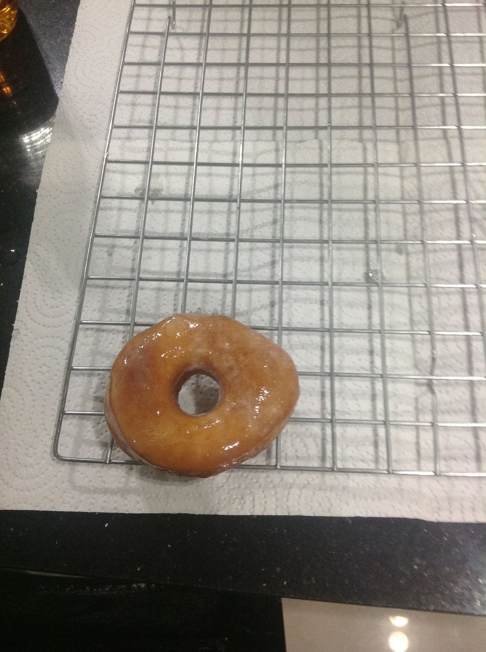 Then place it on the wire rack, glaze side up.