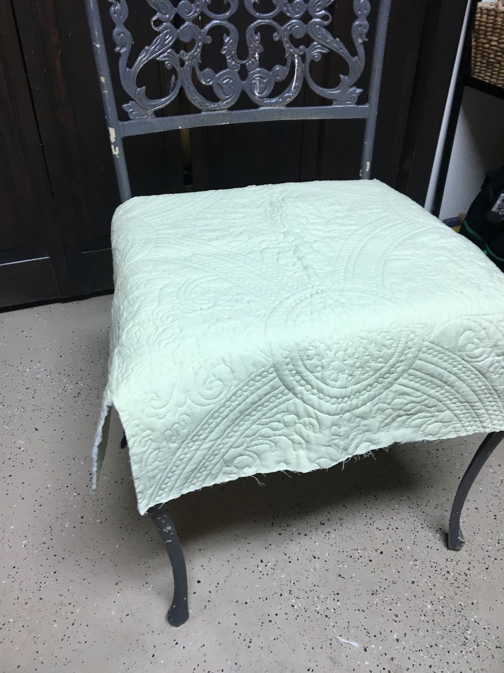 Then place it on your chair to make sure the front corners are going to hit in the property place.  Trim them a little at a time until the top of the corner hits where you want it.