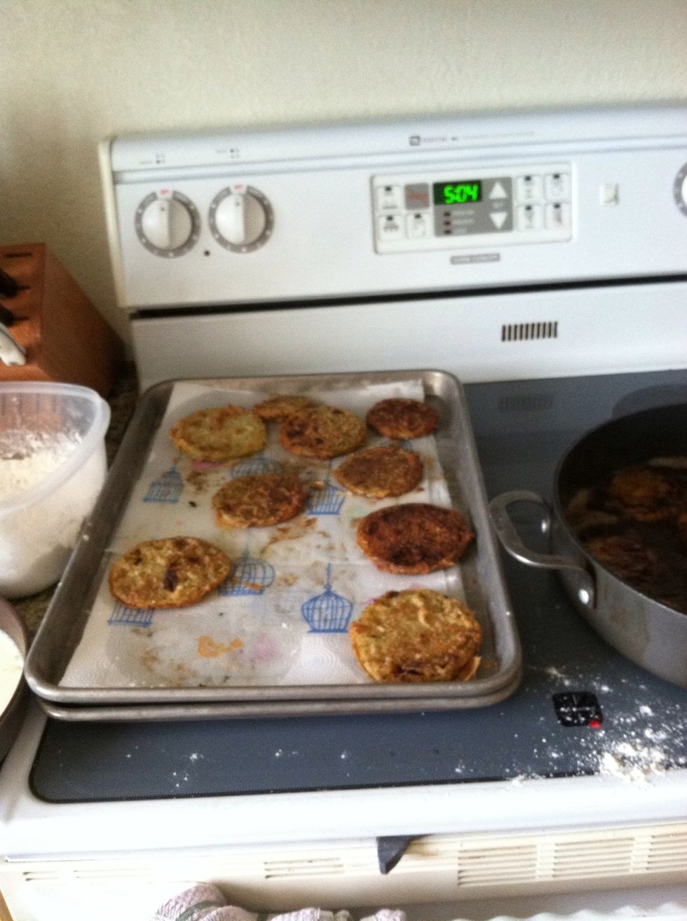 Then place on a pan lined with paper towels. Dip in your favorite sauce and enjoy!