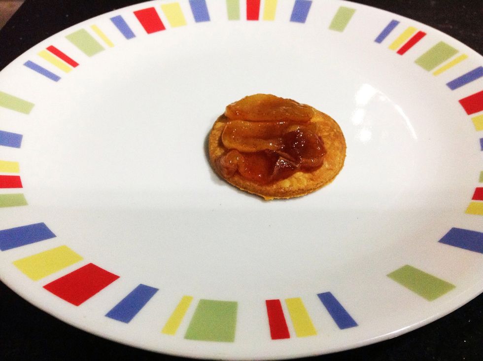 Then place the roasted-caramelized apples.