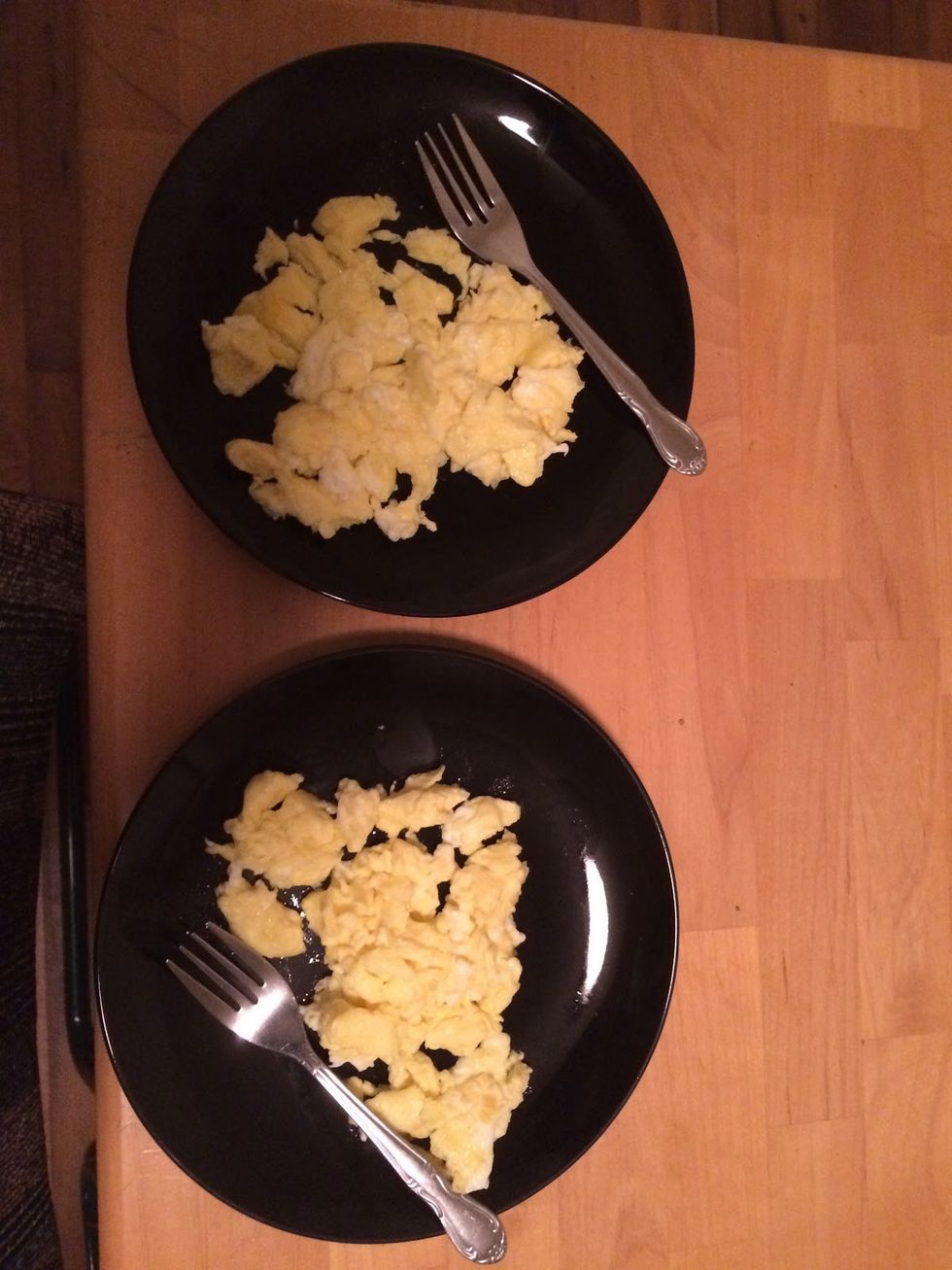 Then place your scrambled eggs on a plate and eat up!
