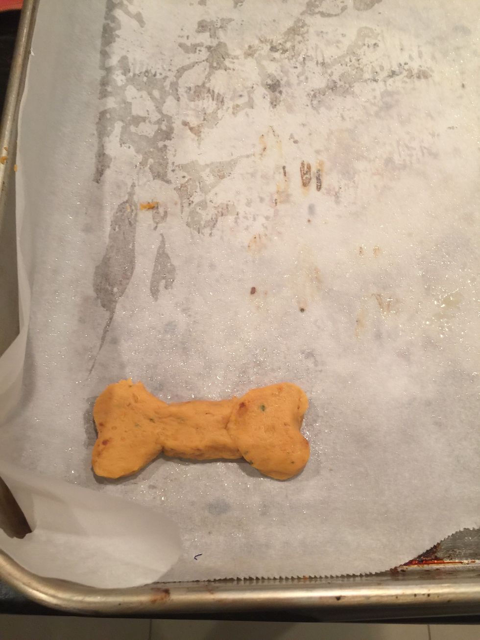 Then please all pieces onto a parchment paper lined tray.