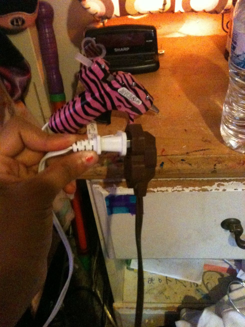 Then plug in hot glue gun so it could be warm by the time your ready.