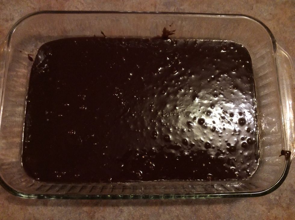 Then pour all of the mix into a pan.