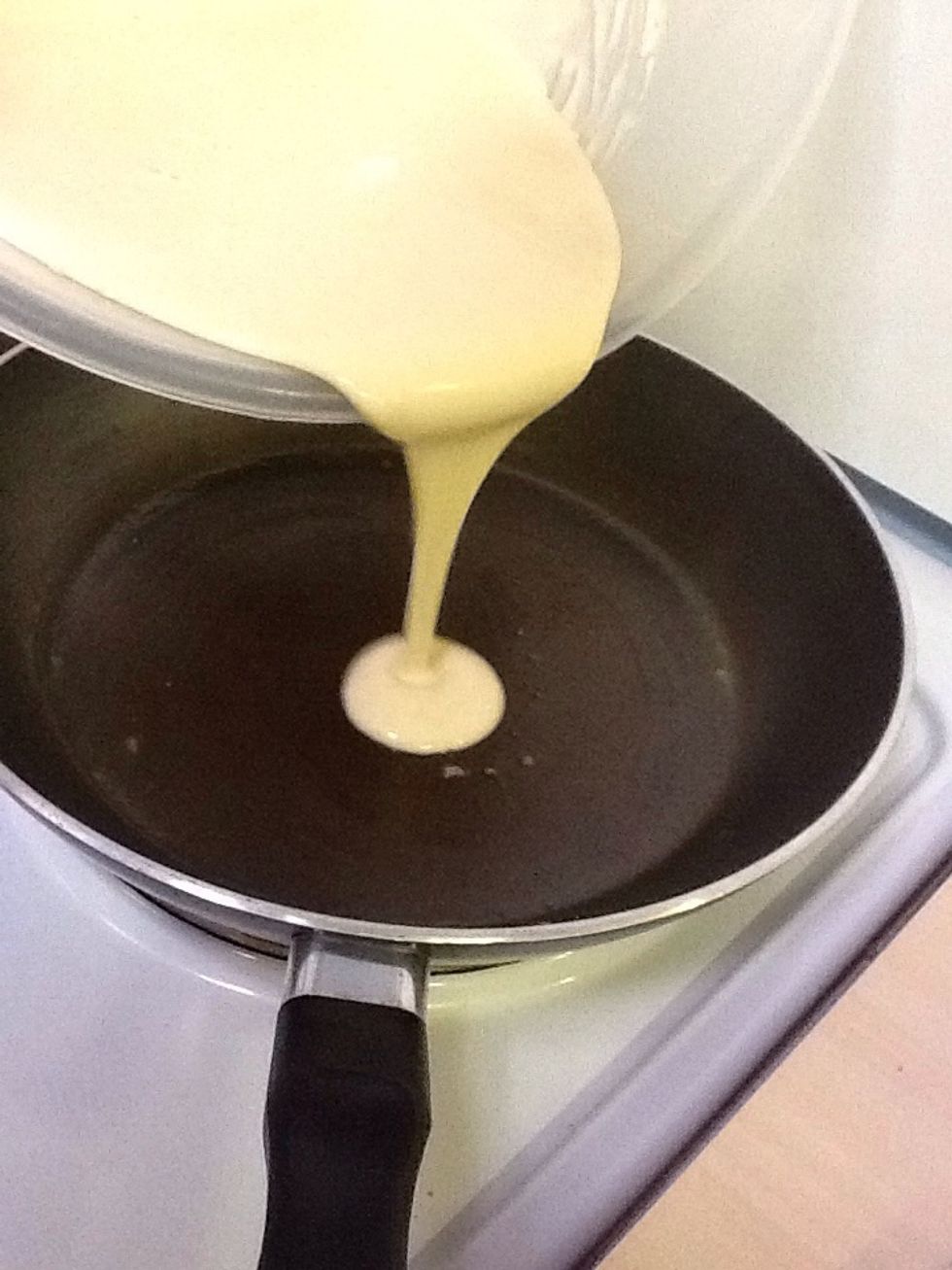 Then pour in the mixture.