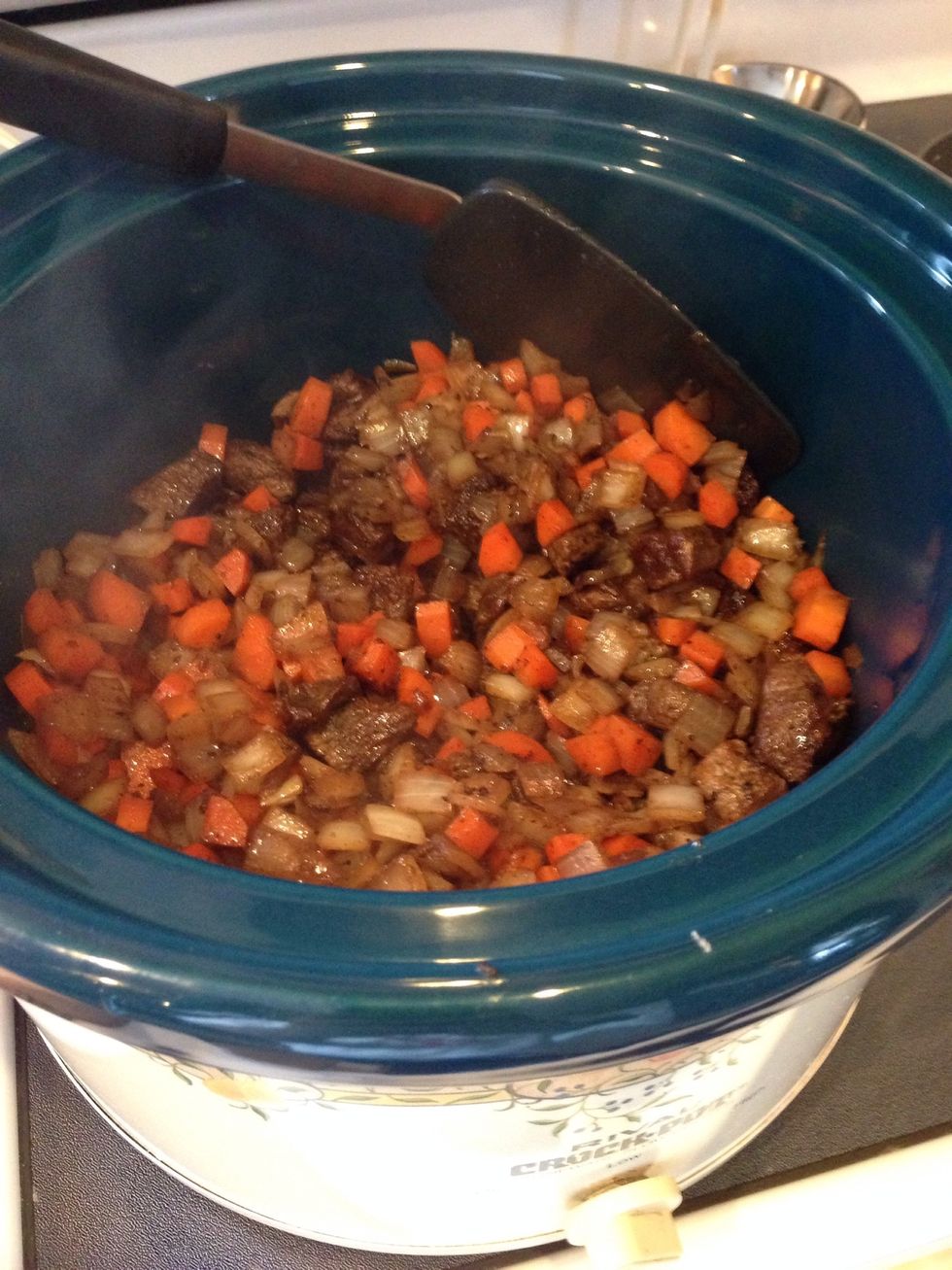 Then pour into slow cooker.