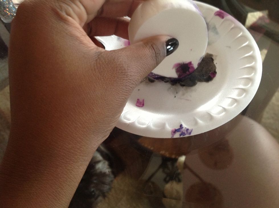 Then pour small amounts of the purples and blues and dab that on as well.  it heps to go over the colours in the grey or white to brighten it up as well. Also dab areas/sections of the case.