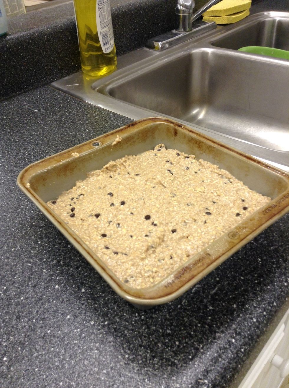 Then pour the batter into the pan