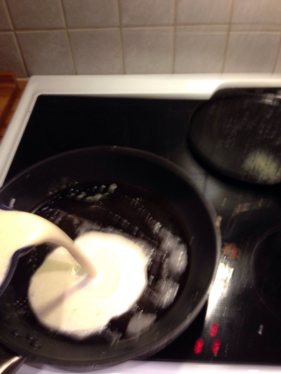 ...then pour the batter into the pan.