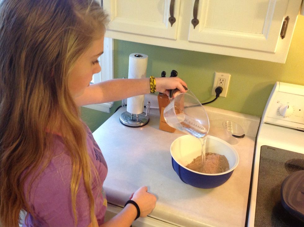 Then pour the water into the bowl