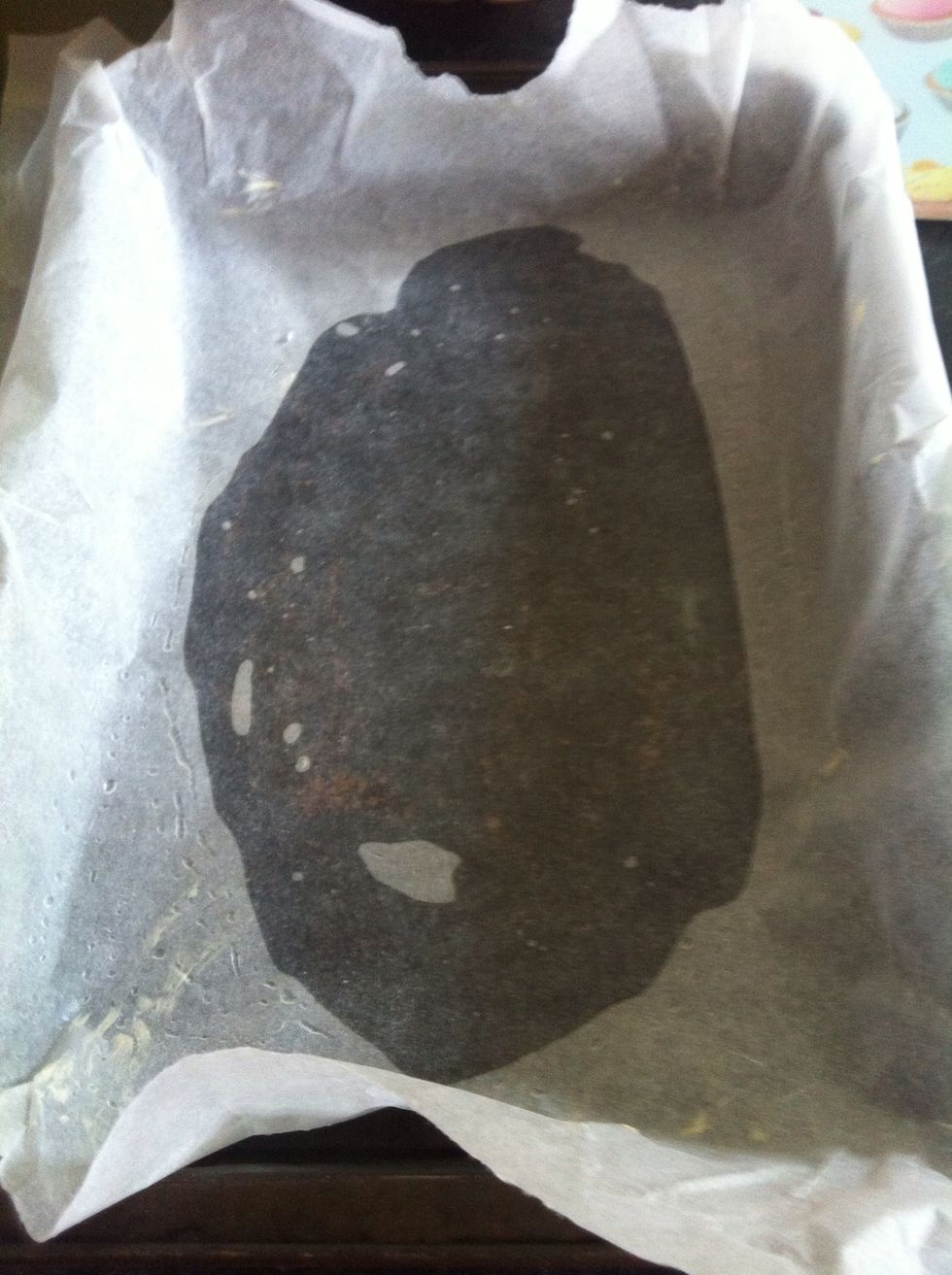 Then prepare tin with greece proof paper, I stuck it down with a little oil