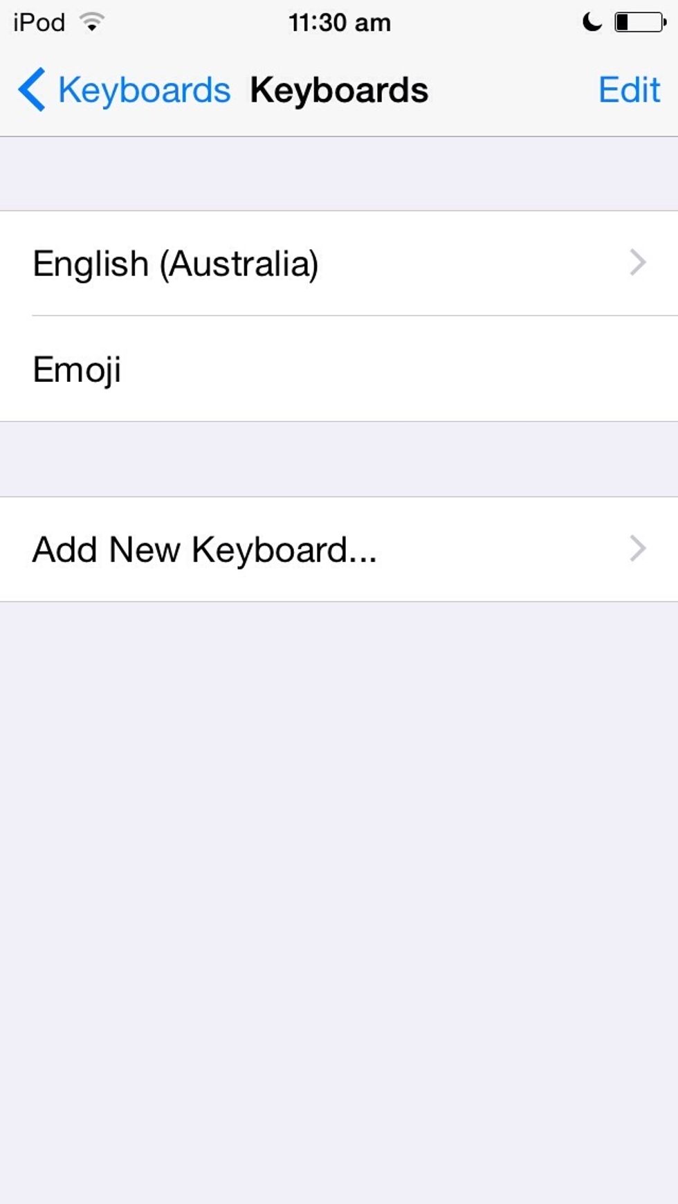 Then press add new keyboard again