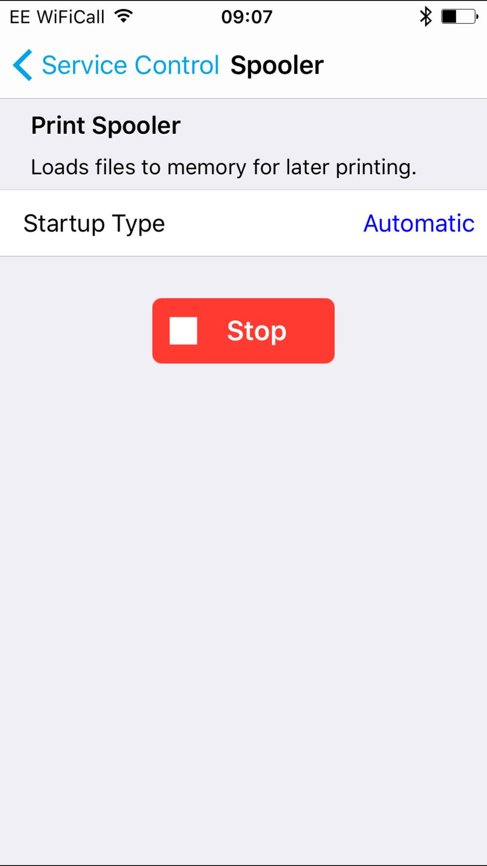 Then press \u2018Stop\u2019. Once it's stopped the button will change to say \u2018Start\u2019. Simply tap it again to start the service. And that's it.
