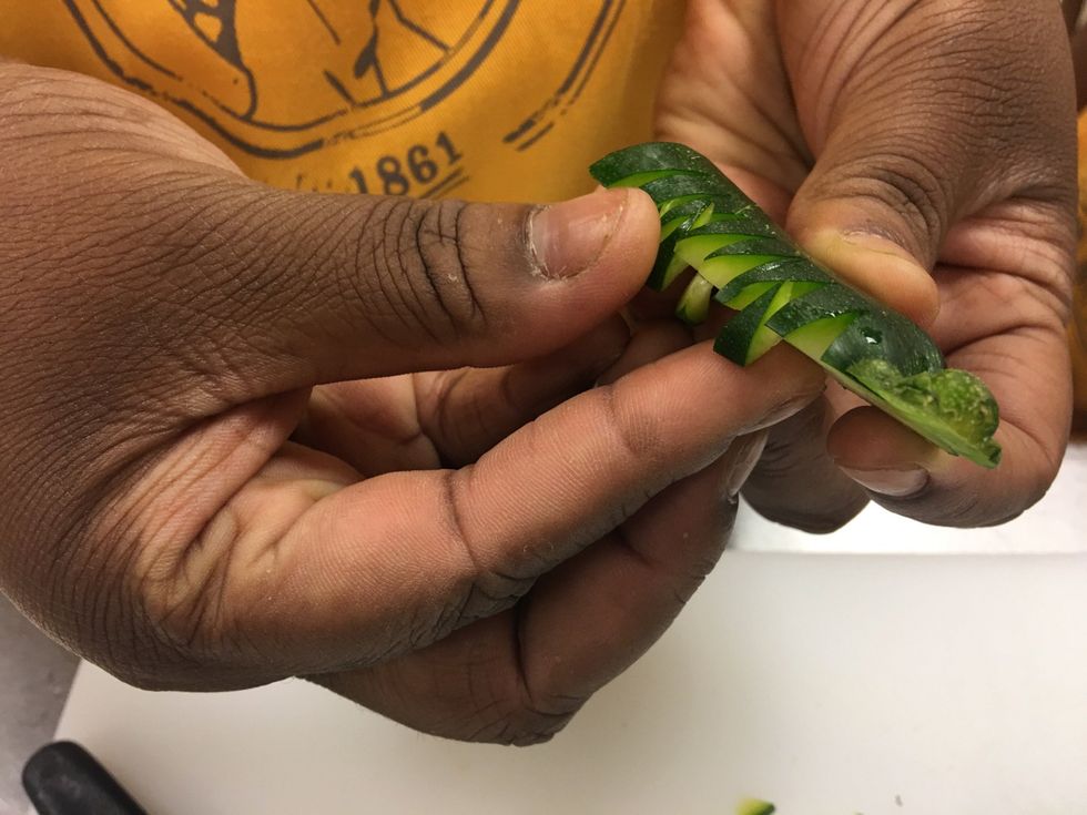 Then pull apart the pieces from the triangle.