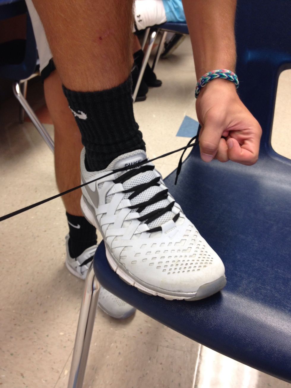 Then, pull them together and tie it tight.