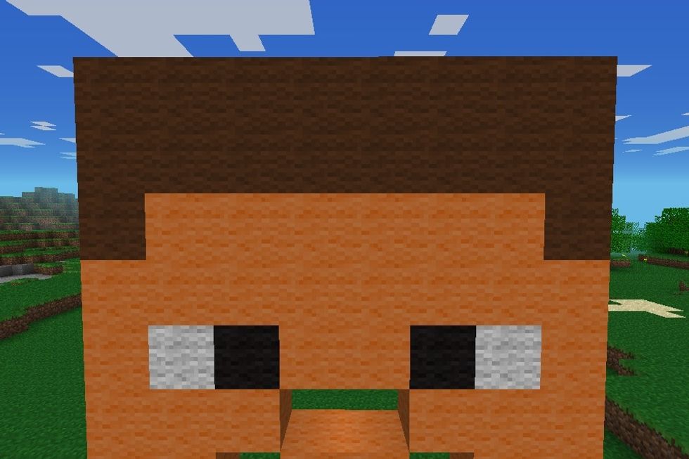 Then put 1 black wool and 1 white wool next to it. Copy on the other side