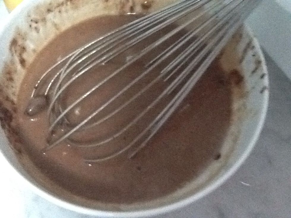 Then put 1 tablespoon of milk and 3 tablespoons of oil