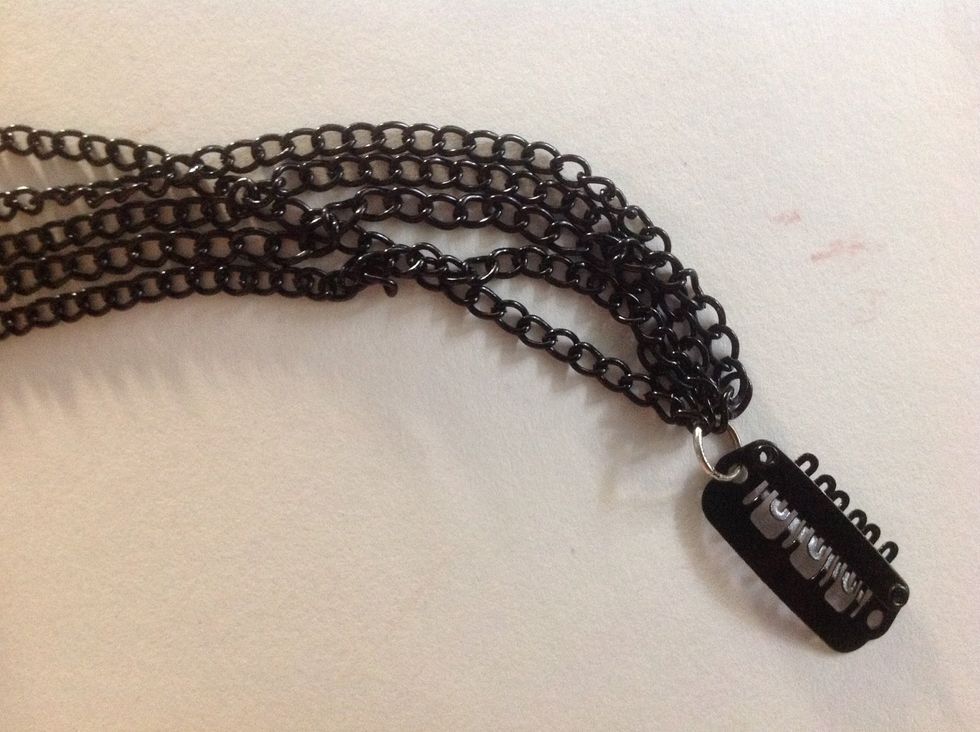 Then put all the chains in one jump ring and attach it to the hair clip.