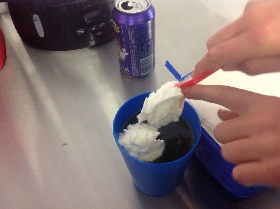 Then put ice cream into the cup