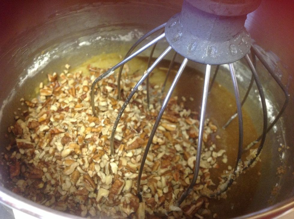 Then put in 2 cups of pecans.