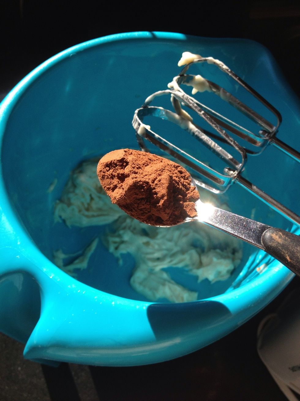 Then put in a teaspoon of cacao/unsweetened cocoa powder