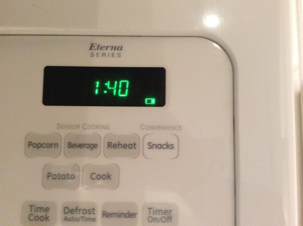 Then put in the microwave for one minute and 40 seconds.