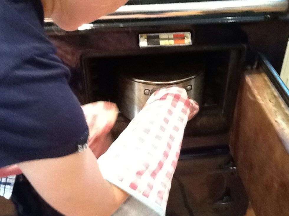 Then put it into the cooker or aga