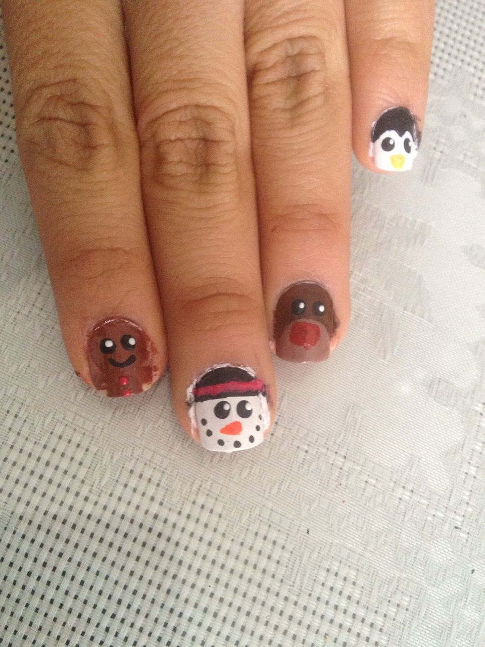 Then, put little white dots on the big black dots.