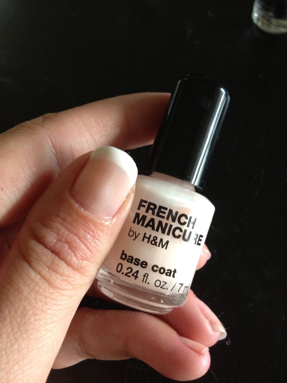 Then put on base coat again. I Do this because ot makes The nail look more natural :) thats what i want. You can skip this step. Dry before next step.