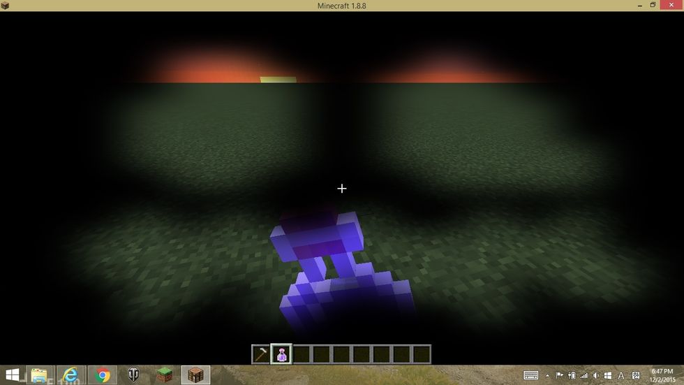 then, put pumpkin on your head, and drink potion.