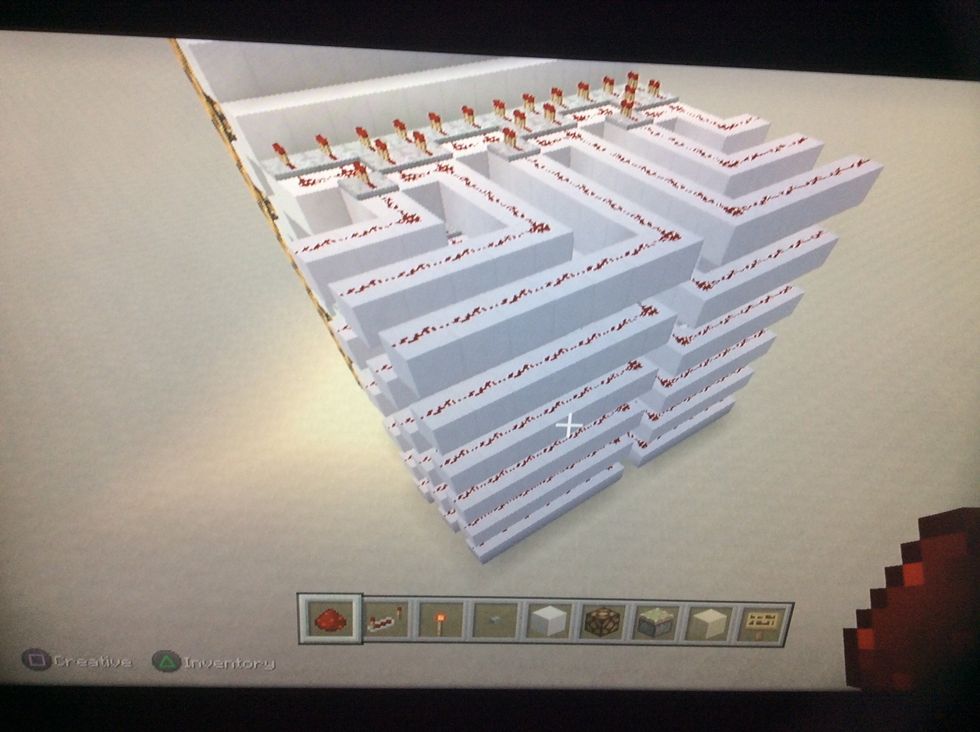 Then put redstone on the blocks.