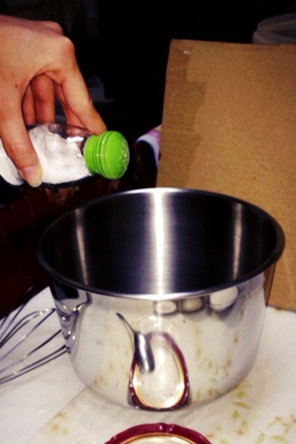 Then put Salt and mix together ( salt to enhance the flavor )