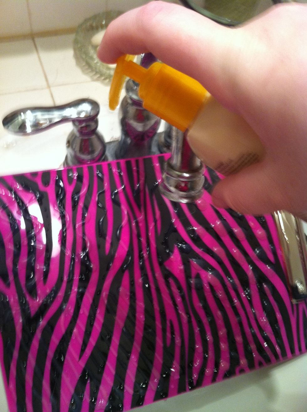 Then put some cleaner on it I used one of my face washes.