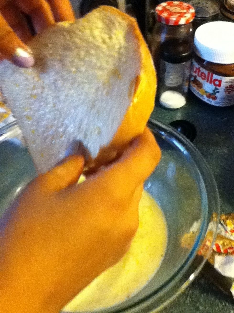 Then put the bread into the mix