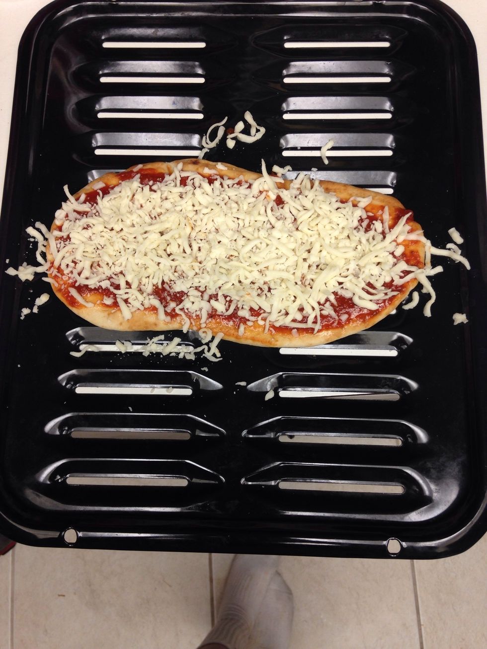 Then put the cheese on. As much as you want!