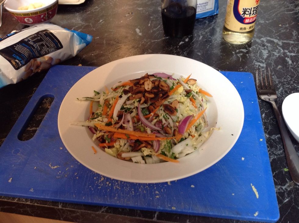 Then put the cooked nuts on top and your finished enjoi