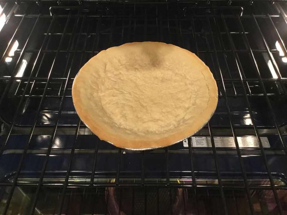 Then, put the dough into a 12-inch tart pan using your fingers to push down, until the crust is flat. Bake the crust for 10-12 minutes, until it is lightly browned, and let the crust cool.