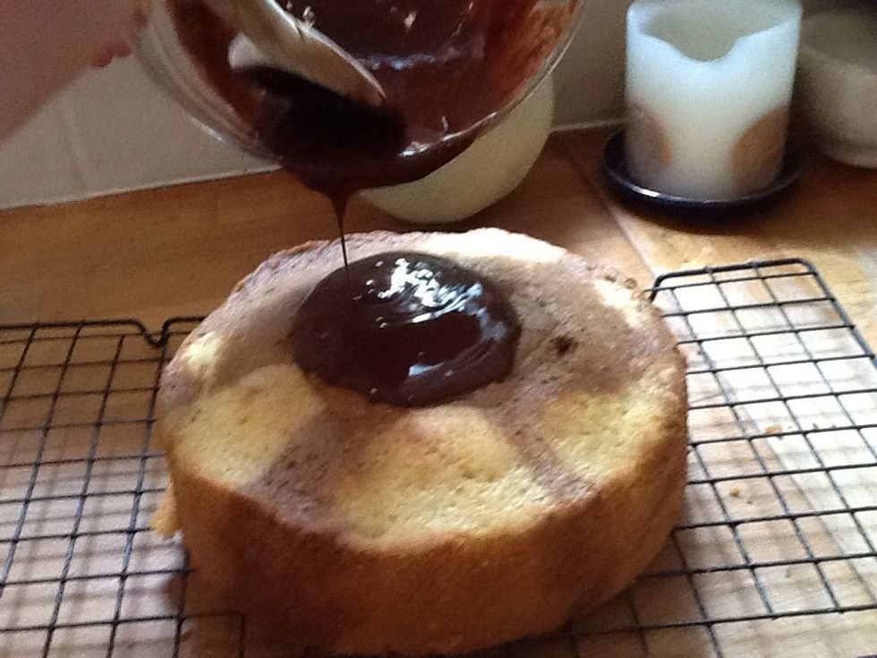 Then put the icing onto the cake