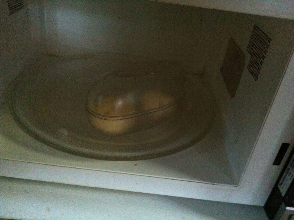 Then put the potatoes in the microwave for 2 minutes