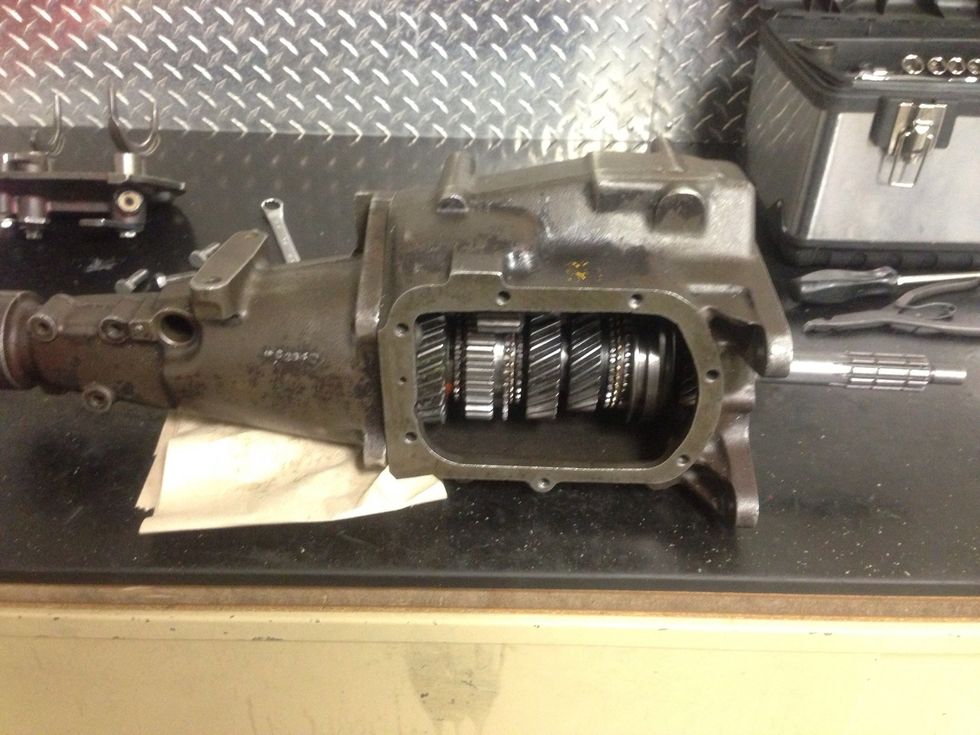 Then put the tran case on the paper towel and gently slide the tran case in .,. It should look like this after .,.