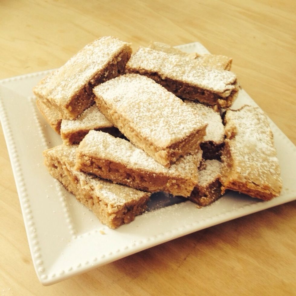 Then put them on a plate and serve!  These are very dense and moist.  It can be difficult to get the time just right as you don't want a gooey center nor a dry center.  Use the pokey thing!!!