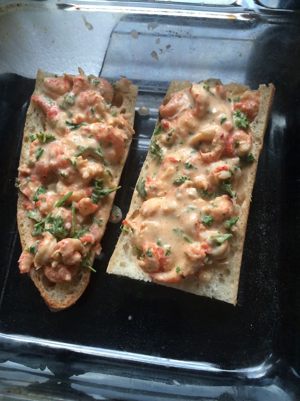 Then put your crawfish on it. Heat the oven 350 degrees