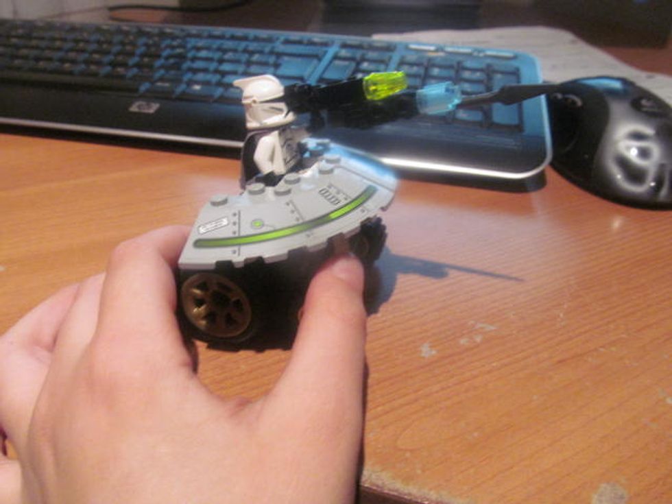 Then put your guy in sitting position and put him in the tank.